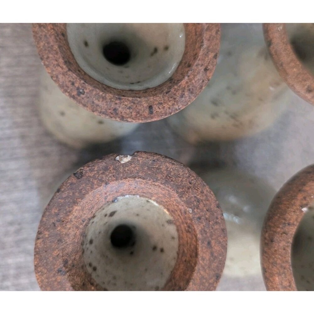 Tall Green/Grey Speckled Stoneware Egg Cups, Set of 4, EUC - Picture 5 of 5